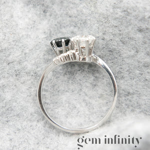 Bague ‘toi & moi’ or gris, saphir et diamants