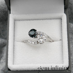 Bague ‘toi & moi’ or gris, saphir et diamants