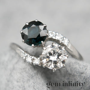 Bague ‘toi & moi’ or gris, saphir et diamants