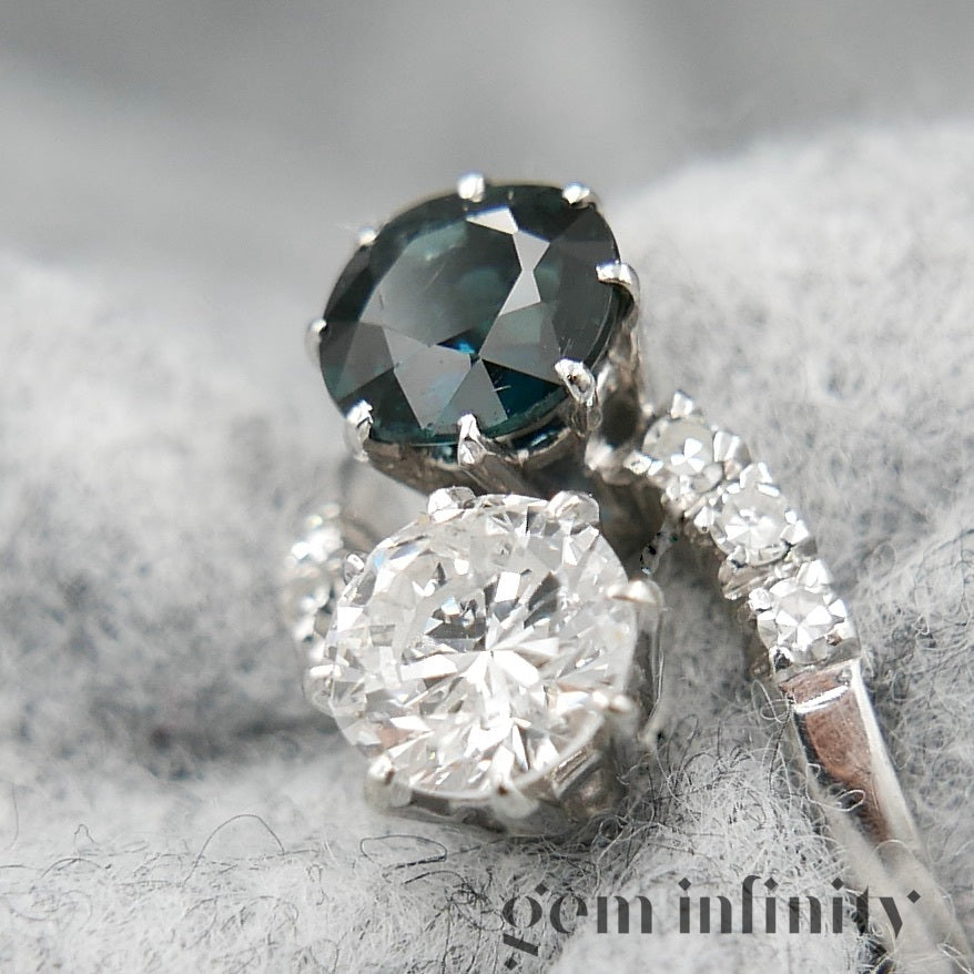Bague ‘toi & moi’ or gris, saphir et diamants
