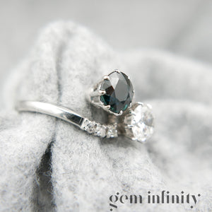Bague ‘toi & moi’ or gris, saphir et diamants
