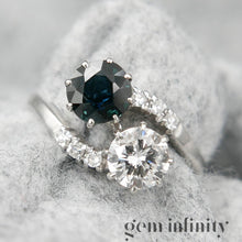 Charger l&#39;image dans la galerie, Bague ‘toi &amp; moi’ or gris, saphir et diamants
