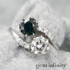Bague ‘toi & moi’ or gris, saphir et diamants