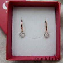 Upload image to gallery, Yellow and white gold diamond heart hoop earrings
