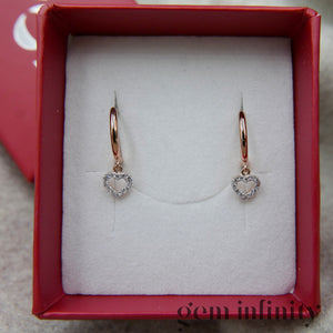 Yellow and white gold diamond heart hoop earrings