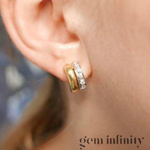 Pomellato, pair of yellow and white gold earrings set with diamonds