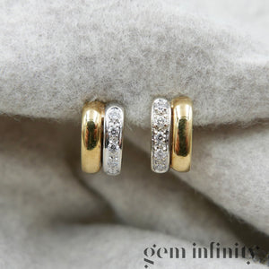 Pomellato, pair of yellow and white gold earrings set with diamonds