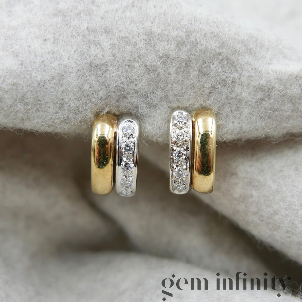 Pomellato, pair of yellow and white gold earrings set with diamonds