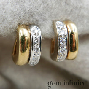 Pomellato, pair of yellow and white gold earrings set with diamonds