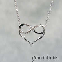 Upload image to gallery, White gold &#39;infinite love&#39; necklace set with diamonds
