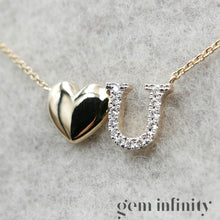 Upload image to gallery, Yellow and white gold &#39;Love U&#39; necklace set with diamonds
