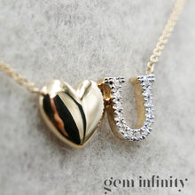 Upload image to gallery, Yellow and white gold &#39;Love U&#39; necklace set with diamonds
