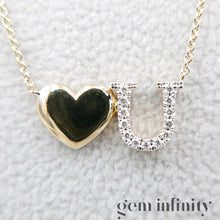 Upload image to gallery, Yellow and white gold &#39;Love U&#39; necklace set with diamonds
