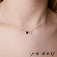 Upload image to gallery, Yellow and white gold &#39;Love U&#39; necklace set with diamonds
