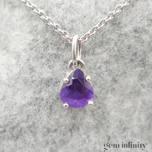 Pendentif or gris goutte d’améthyste, chaîne