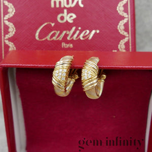 Cartier, pink, white, yellow gold and diamond earrings