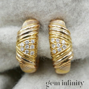 Cartier, pink, white, yellow gold and diamond earrings