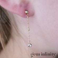 Upload image to gallery, Pink gold and diamond pendant earrings
