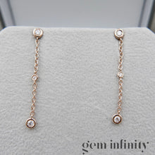 Upload image to gallery, Pink gold and diamond pendant earrings
