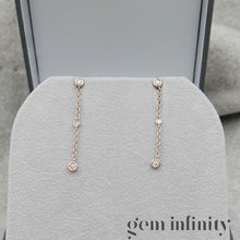 Upload image to gallery, Pink gold and diamond pendant earrings
