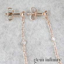 Upload image to gallery, Pink gold and diamond pendant earrings
