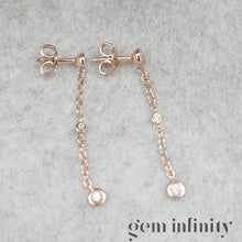 Upload image to gallery, Pink gold and diamond pendant earrings
