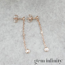 Upload image to gallery, Pink gold and diamond pendant earrings
