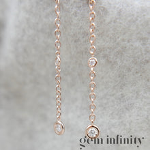 Upload image to gallery, Pink gold and diamond pendant earrings
