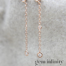 Upload image to gallery, Pink gold and diamond pendant earrings

