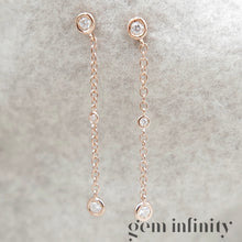 Upload image to gallery, Pink gold and diamond pendant earrings
