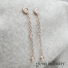Upload image to gallery, Pink gold and diamond pendant earrings
