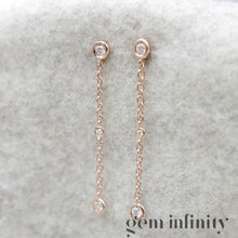 Upload image to gallery, Pink gold and diamond pendant earrings
