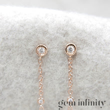 Upload image to gallery, Pink gold and diamond pendant earrings
