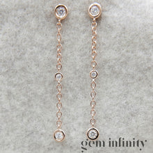 Upload image to gallery, Pink gold and diamond pendant earrings
