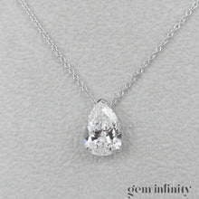 Upload image to gallery, White gold necklace, large pear shape diamond 2.86 ct
