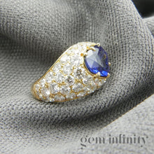 Upload image to gallery, Gold ring, heart sapphire and diamonds
