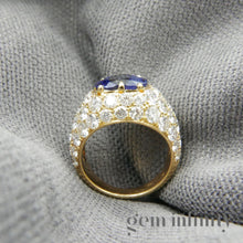 Upload image to gallery, Gold ring, heart sapphire and diamonds
