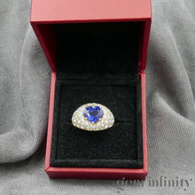 Upload image to gallery, Gold ring, heart sapphire and diamonds

