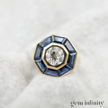 Charger l&#39;image dans la galerie, Bague ballerine or, diamant et saphirs
