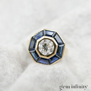 Bague ballerine or, diamant et saphirs