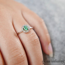 Upload image to gallery, White gold emerald and diamond ring
