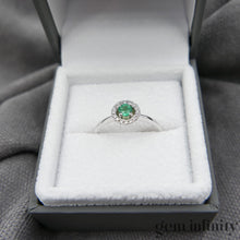 Upload image to gallery, White gold emerald and diamond ring
