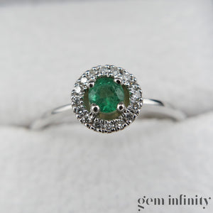 White gold emerald and diamond ring