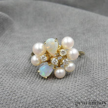 Charger l&#39;image dans la galerie, Bague opales, perles et diamants
