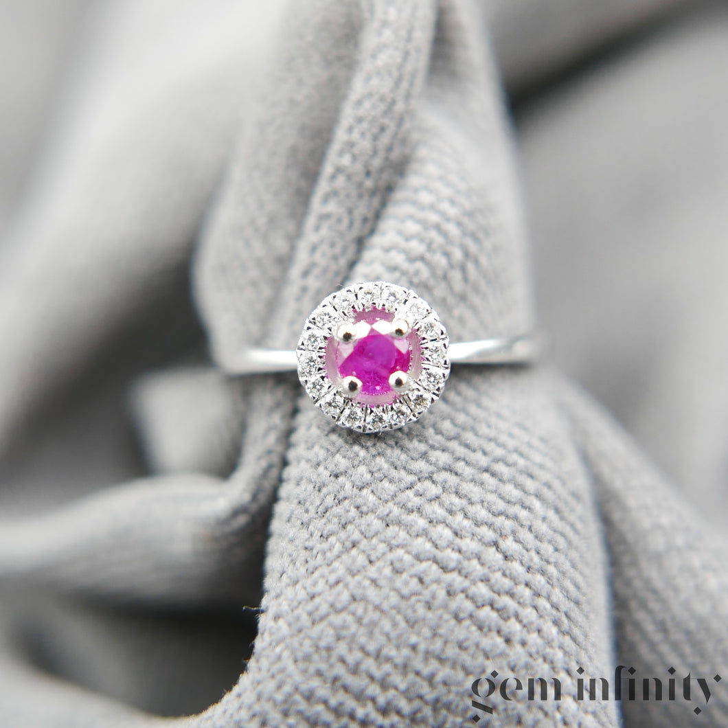 Ruby white gold and diamond ring