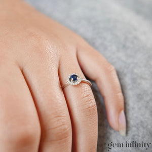 White gold sapphire and diamond ring