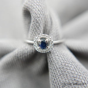 White gold sapphire and diamond ring
