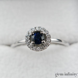 White gold sapphire and diamond ring
