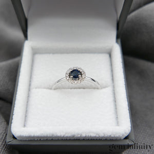 White gold sapphire and diamond ring