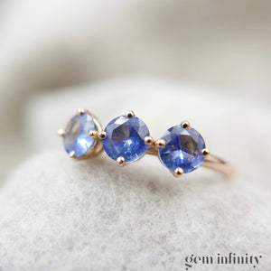 Pink gold and sapphire ring
